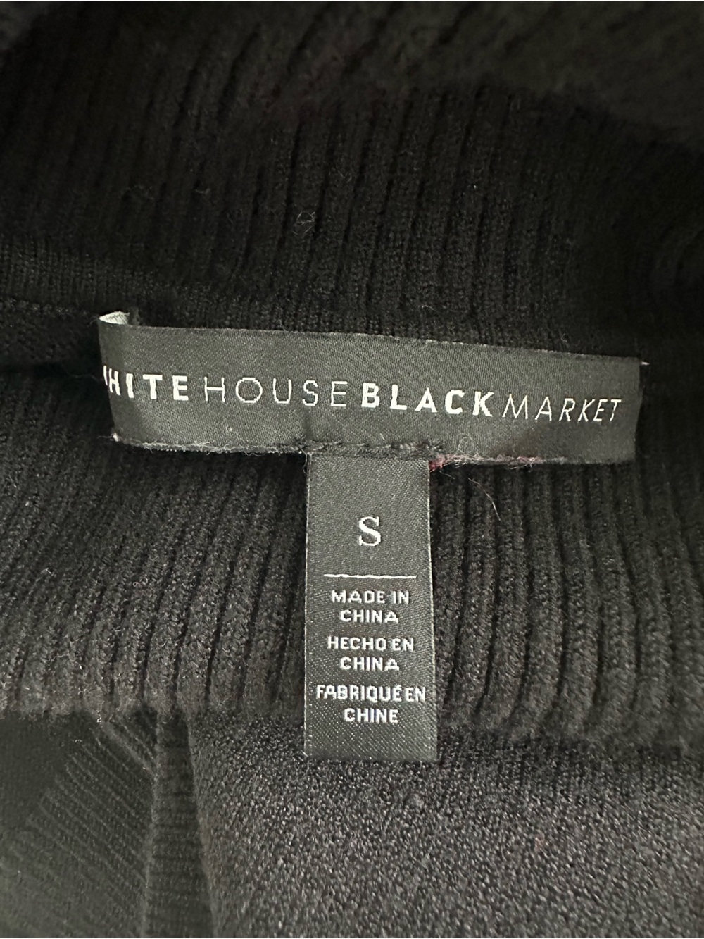 White House Black Market Black Turtleneck Sweater With Gold accents on sleeves. - Picture 8 of 8